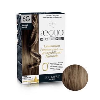 Aequo color - Coloration capilaire permanente d'origine naturelle (Blond doré 6G) nuance Blond doré 6G