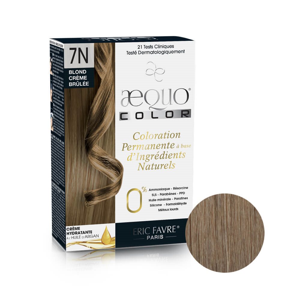 Aequo color - Coloration capilaire permanente d'origine naturelle (Blond crême brûlée 7N) nuance Blond crême brûlée 7N