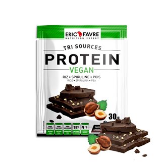 Protein Vegan, Proteine végétale tri-source - Sachet Unidose (Choco-Noisette) saveur Chocolat - Noisette