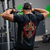 T-shirt Pinstripes Roses Black