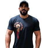 T-shirt Pinstripes Roses Black