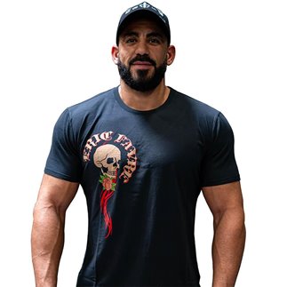 T-shirt Pinstripes Roses  Black  L